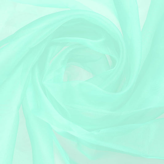 MECCANIXITY Iridescent Sheer Organza Fabric, 10 Yards x 59 Inches Solid Holographic Shiny Fabric Organza Cloth for Wedding, Curtains, Costume, Photo Background, Cyan