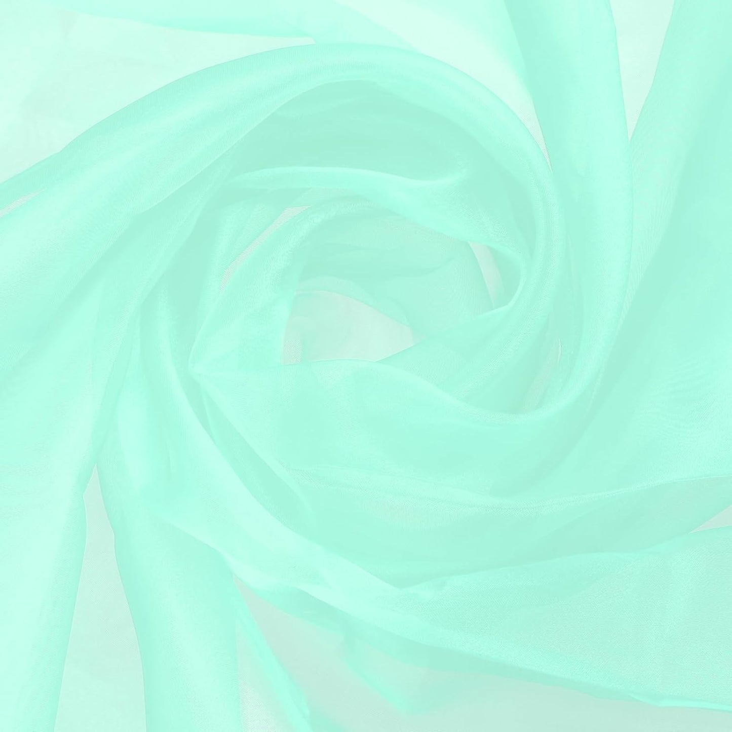 MECCANIXITY Iridescent Sheer Organza Fabric, 2 Yards x 59 Inches Solid Holographic Shiny Fabric Organza Cloth for Wedding, Curtains, Costume, Photo Background, Cyan