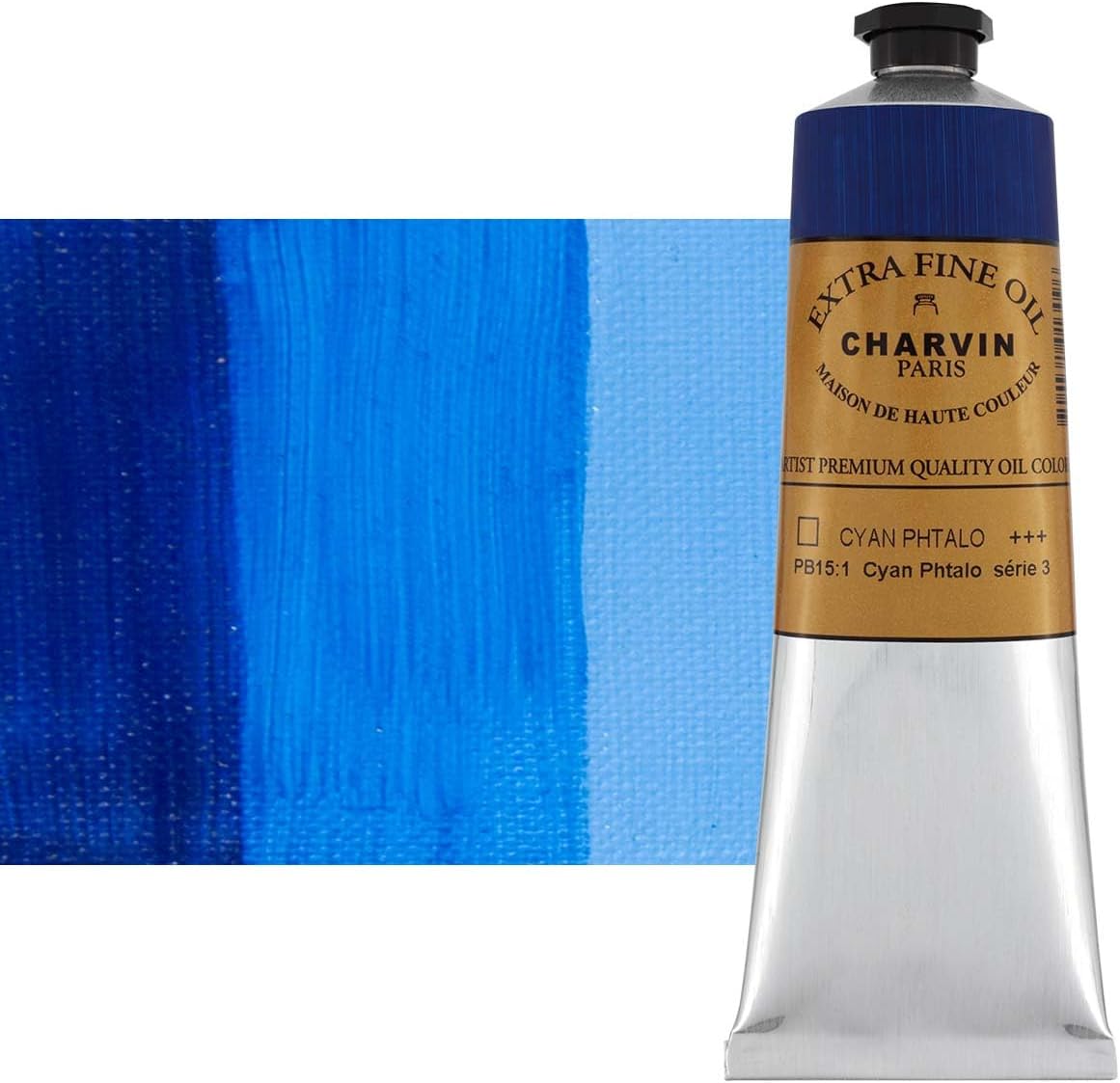 Charvin Extra Fine Oil Paint, Phthalo Cyan 150 ml - Triple-Milled, Rich Texture, Poppy Oil-Based, Light-Fast, Handmade, Archival Quality