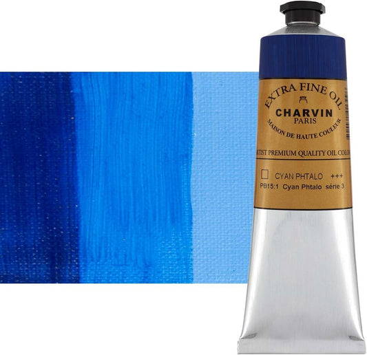 Charvin Extra Fine Oil Paint, Phthalo Cyan 150 ml - Triple-Milled, Rich Texture, Poppy Oil-Based, Light-Fast, Handmade, Archival Quality