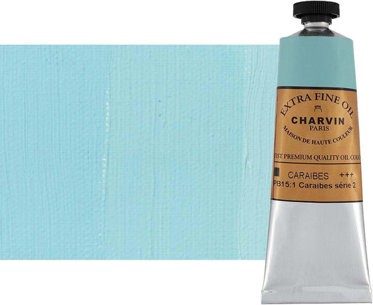Charvin Extra Fine Oil Paint, Caribbean Blue 60 mL - Triple-Milled, Rich Texture, Poppy Oil-Based, Light-Fast, Handmade, Archival Quality
