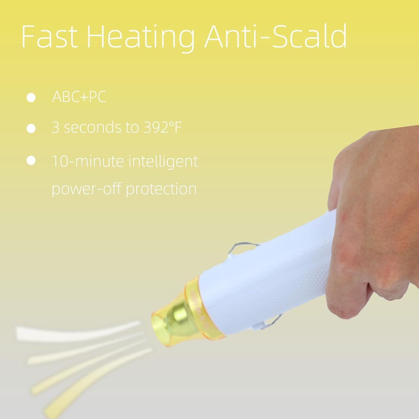 Heat Gun for Crafting, 110V 300W Handed Hot Air Gun, 3.28FT Ultra-Long Cable Portable Heat Gun with Stand and Power Cord for Shrinking Wrapping PVC, DIY Embossing and Drying Paint (White)