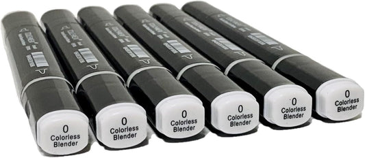 6 Pack Colorless Blender Alcohol Markers, Blending Clear Double Tipped Soft Fine Tips and Brush Art Marker (Blender)