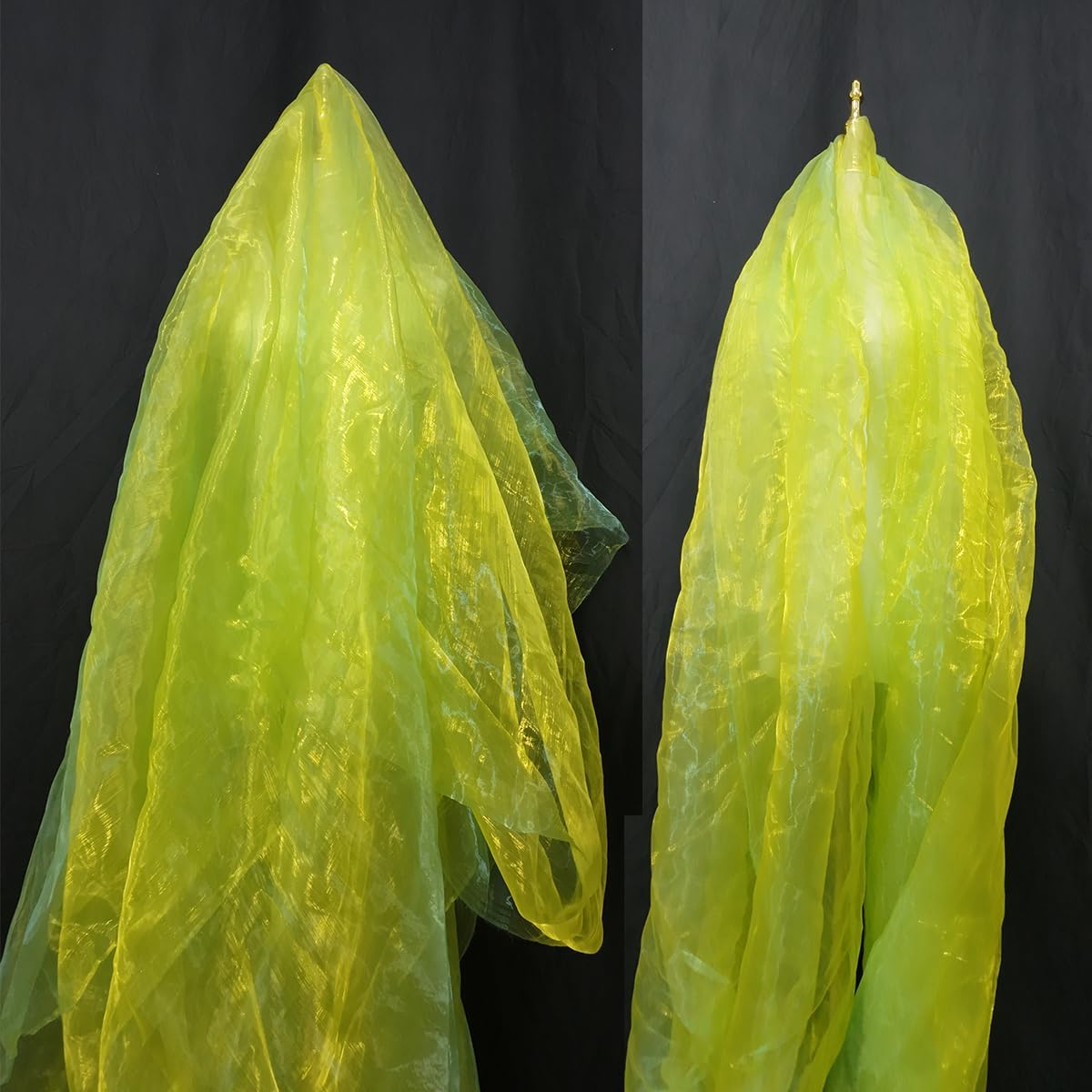 Two-Tone Iridescent Holographic Organza Fabric - 11 Yards | Lightweight Sheer Gauze Voile Tulle | for Dresses, Party Decor, DIY Crafts, Shiny Backdrops(Shimmery Light Green-Yellow)