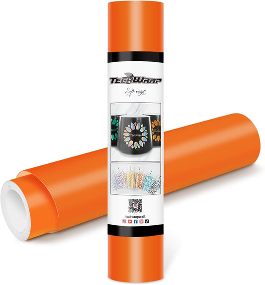 TECKWRAP Permanent Adhesive Vinyl 12" x 10ft, Matte Orange