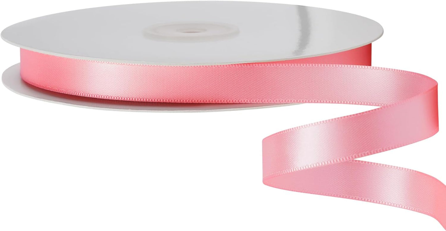 LIUYAXI Light Pink Satin Ribbon, Double Faced 1/2" X Continuous 25 Yards Ribbons Perfect for Gift Wrapping Bows Bouquet Wedding Craft and More