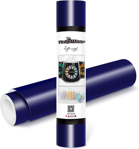 TECKWRAP Matte Navy Blue Adhesive Vinyl Roll 12" x 10ft Matte Blue Permanent Vinyl for Decals, Signs, Scrapbooking, DIY Home Decor, Indoor & Outdoor Use