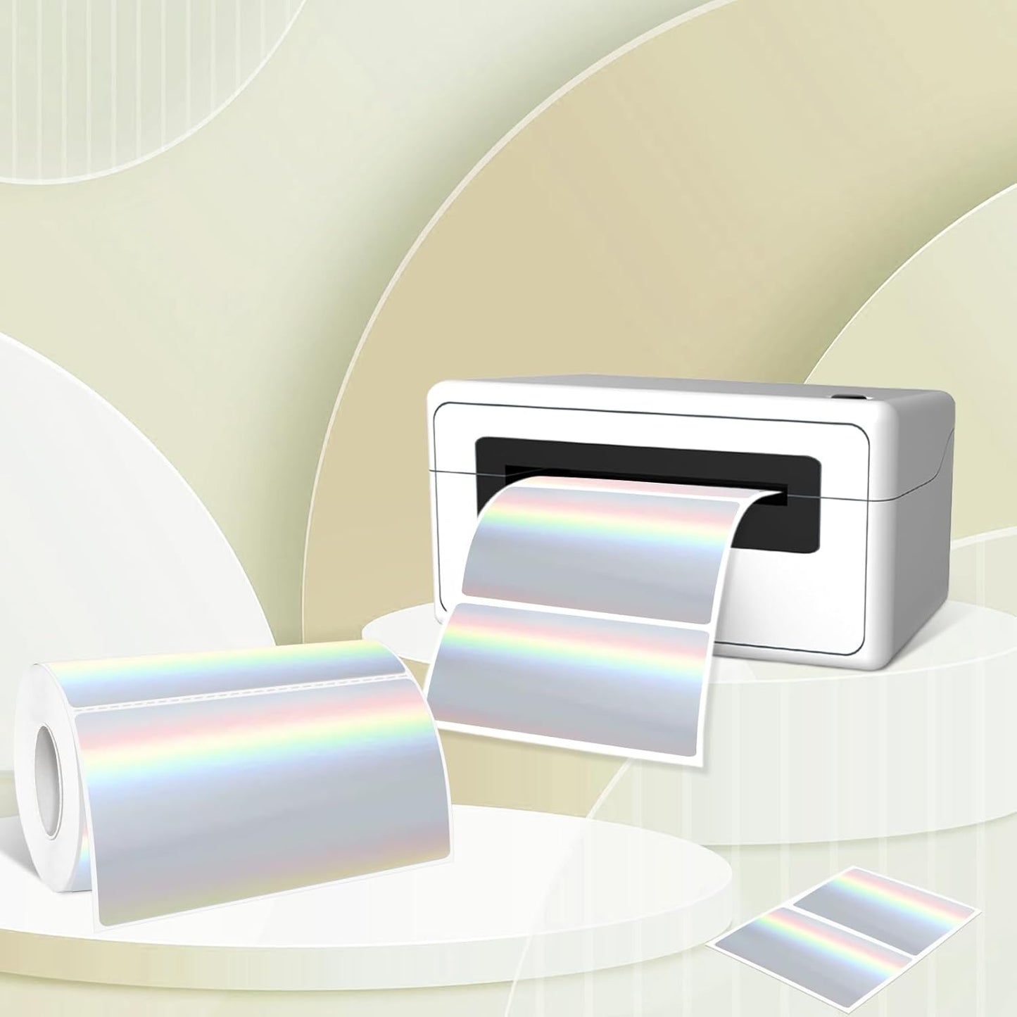 2" x 4" Holographic Thermal Label Stickers,Printable Rainbow Glitter Thermal Printer Sticker Labels for Gift Wrapping, Self-Adhesive Name Price Tag DIY Custom Logo Design (250 pcs)