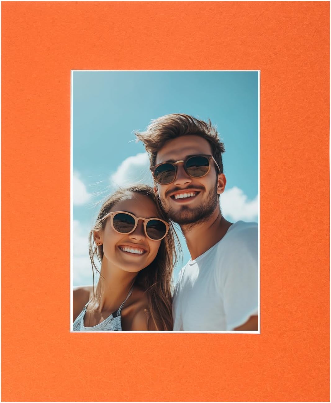 Picture Mats, 8 x 10 for 5 x 7 Pictures Acid Free White Core Bevel Cut Frame Mattes for Display Art Measuring, Orange