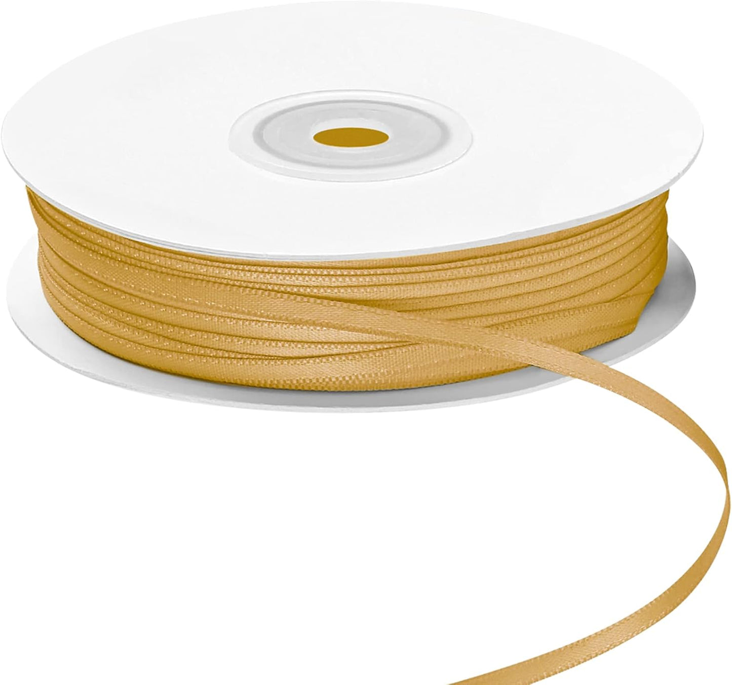 LIUYAXI Old Gold Double Faced Satin Ribbon, 1/8" X Continuous 100 Yards, Thin Ribbons Perfect for Gift Wrapping Wedding Invitation Card Hair Bows Tag Floral Arrangement DIY Craft