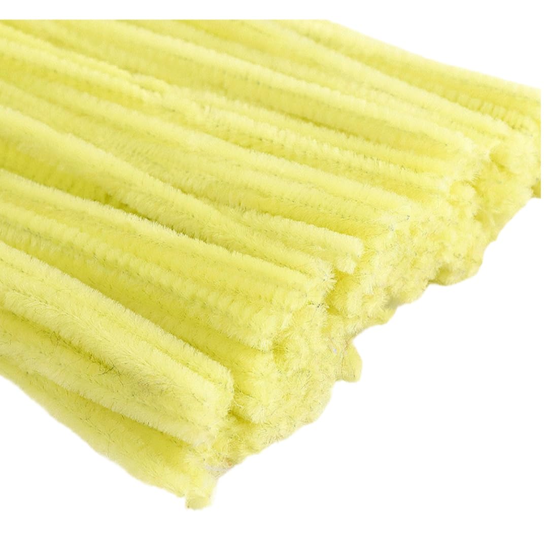 100 Pieces Pipe Cleaners Chenille Stem, Pastel Candy Color Pipe Cleaners Set for Pipe Cleaners DIY Arts Crafts Decorations, Chenille Stems Pipe Cleaners (Yellow)
