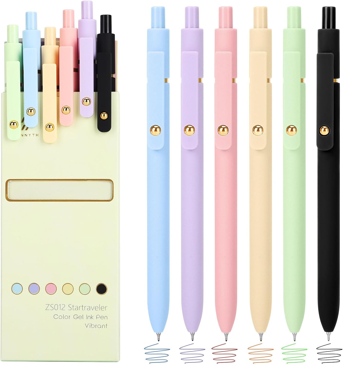 Ddaowanx Colored Gel Pens, 0.5mm Fine Point Retractable,Colorful Pens for Journaling,School Supplies, Gifts for Nurse and Teens, Stockings Stuffers for Women(6Pcs-Aesthetic Colors)