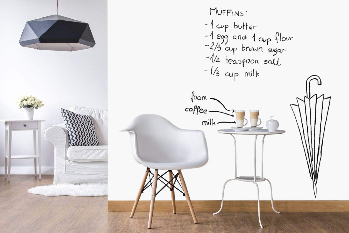 Chalkboard Blackboard Paint - Brush on Wood, Metal, Glass, Wall, Plaster Boards Sign, Frame or Any Surface. Use with Chalk Pen Wet Erase, Non-Toxic - Matte Finish [White] - (8.5oz Cover 32 sf)