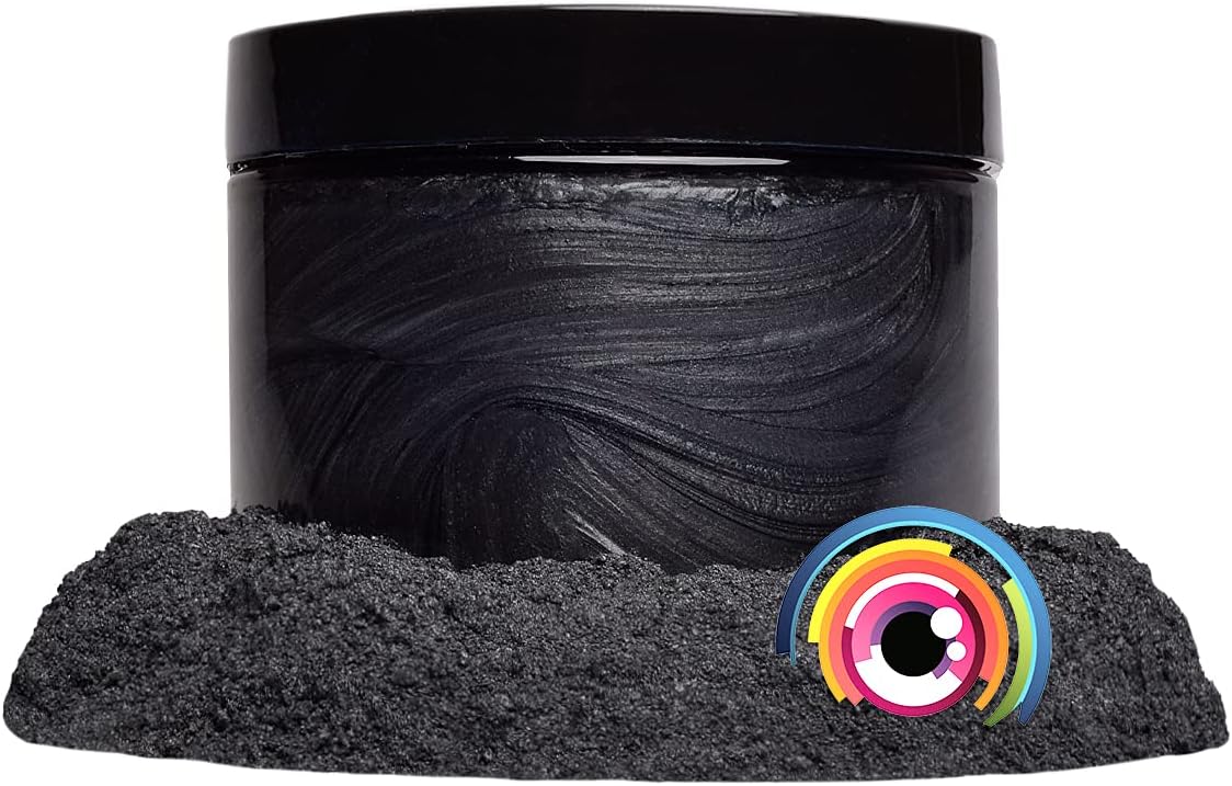 Eye Candy Pigments Premium Grey Mica Powder - Samurai Black (50gr) - for Epoxy, Resin, Soap, Paint, Woodworking, Acrylic Pouring, Bath Bombs, Fishing Lures - DIY Arts and Crafts Additive