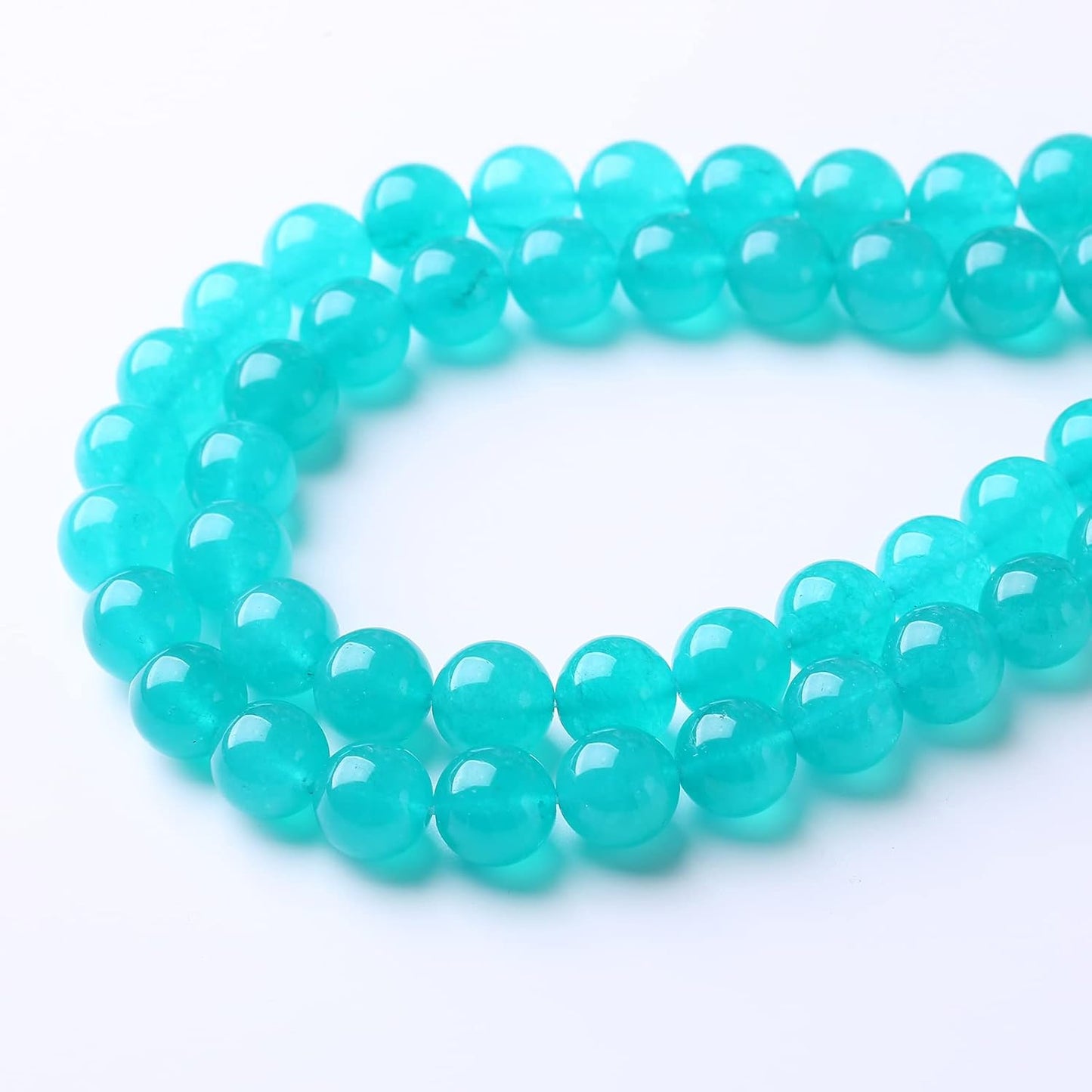 90PCS 4MM Amazonite Blue Chalcedony Natural Gemstone Round Stone Beads for Jewelry Making DIY Energy Stone Healing Power Bracelet 15"