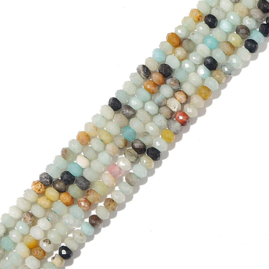 Natural Amazonite Beads 4x2mm 120pcs Faceted Rondelle Loose Semi Gemstone Beads for Jewelry Making Design