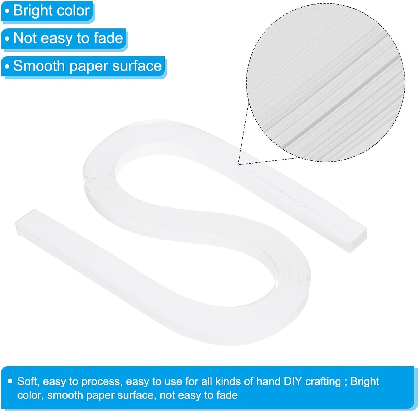 PATIKIL 360pcs Quilling Paper Strips Paper Flowers Quilling Kits 3/8"(10mm) Origami Paper for Adults Beginner Art Craft, 21"(54cm) Milky White