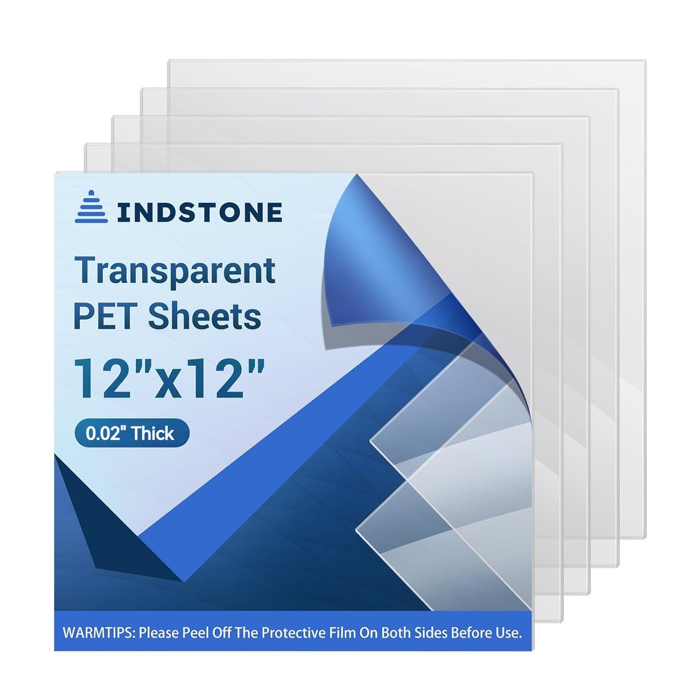 5 Pack 12”x12” x0.02” Clear PET/Plexiglass Sheet, Transparent Flexible Plastic Sheet 12x12, 0.02” Clear Plastic Sheet for Crafts, Picture Frames, Painting, Sign Blank (5, 12"x12"x0.02)