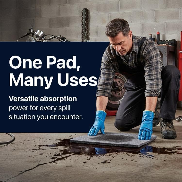 CTRL+Z Absorbent Pads - 15"x18" Maximum Absorption Universal Spill Mat - Fast Cleanup for Industrial Use - 100 Pack