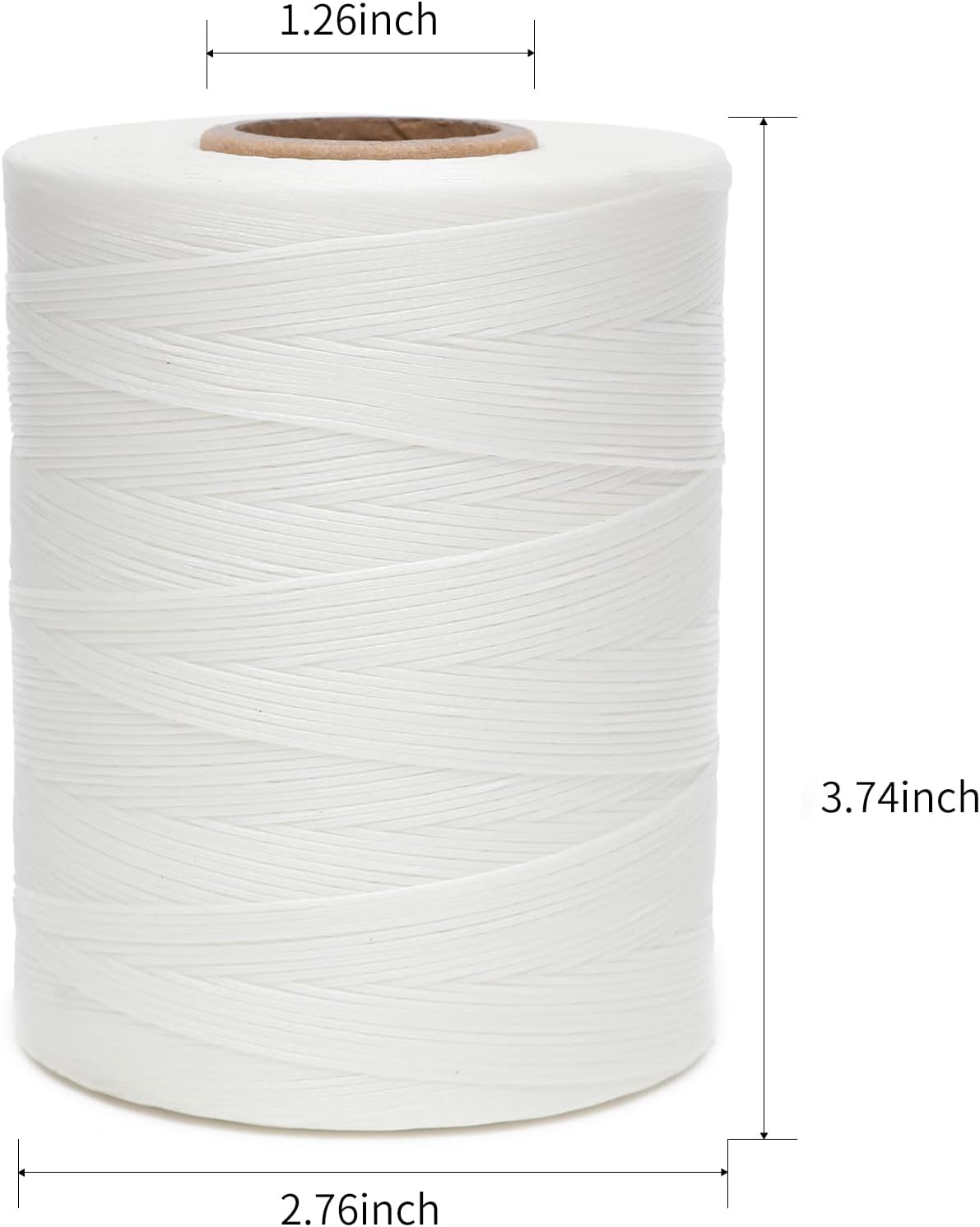 Waxed Thread,852Yds 150D 0.8mm Flat Polyester Wax Thread for Hand Sewing Leather Craft DIY Projects Shoes Repair Book Binding(White)