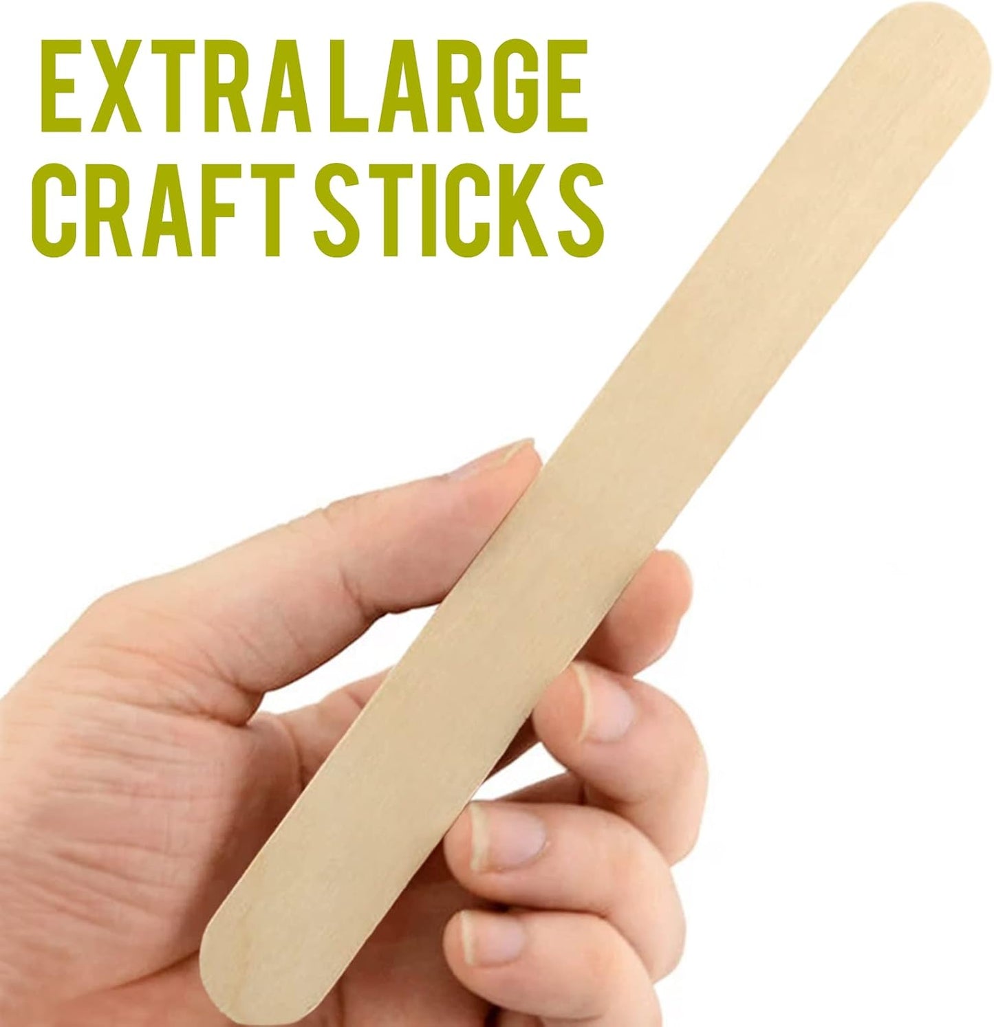 WISYOK 8'' Jumbo Craft Sticks - 42pcs Extra Large Natural Premium Wood, Ice Cream Sticks, Wooden Jumbo Sticks, Large Tongue Depressors, Plant Labels, Hair Removal and Waxing Supplies, Crafting