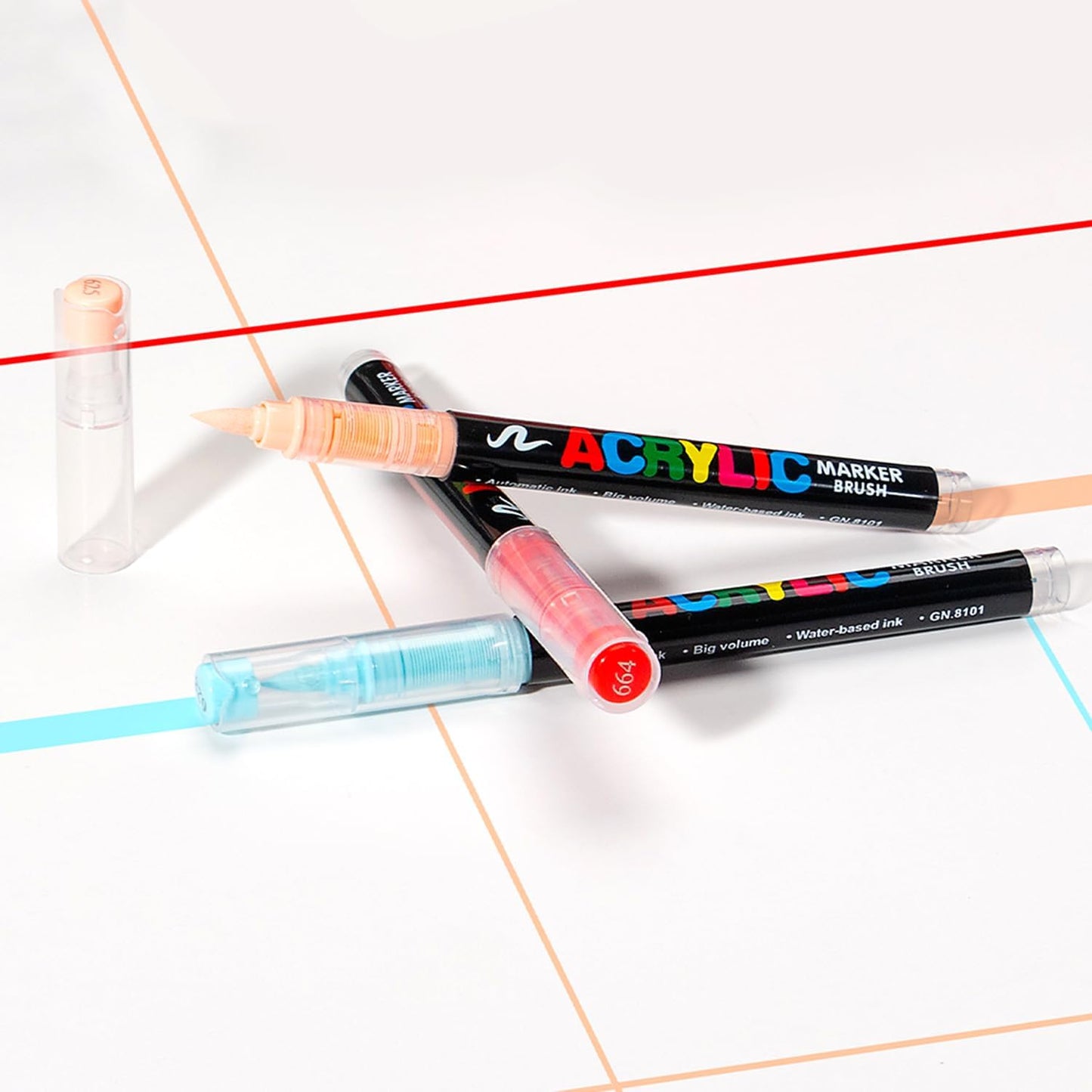 Acrylic Paint Markers Pens, 48 Vivid Colors Acrylic Markers Set,Direct Liquid Type, Stackable Color, Odorless Soft Head，Markers for School，Tooli Art ，Fabric & Creative Crafts (48)