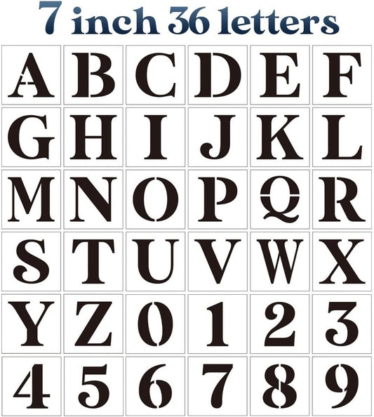 7inch Letter Stencils for Painting on Wood,Alphabet Stencils Drawing Stencil Letters Numbers Stencils for Wall Wood Signs Home Porch