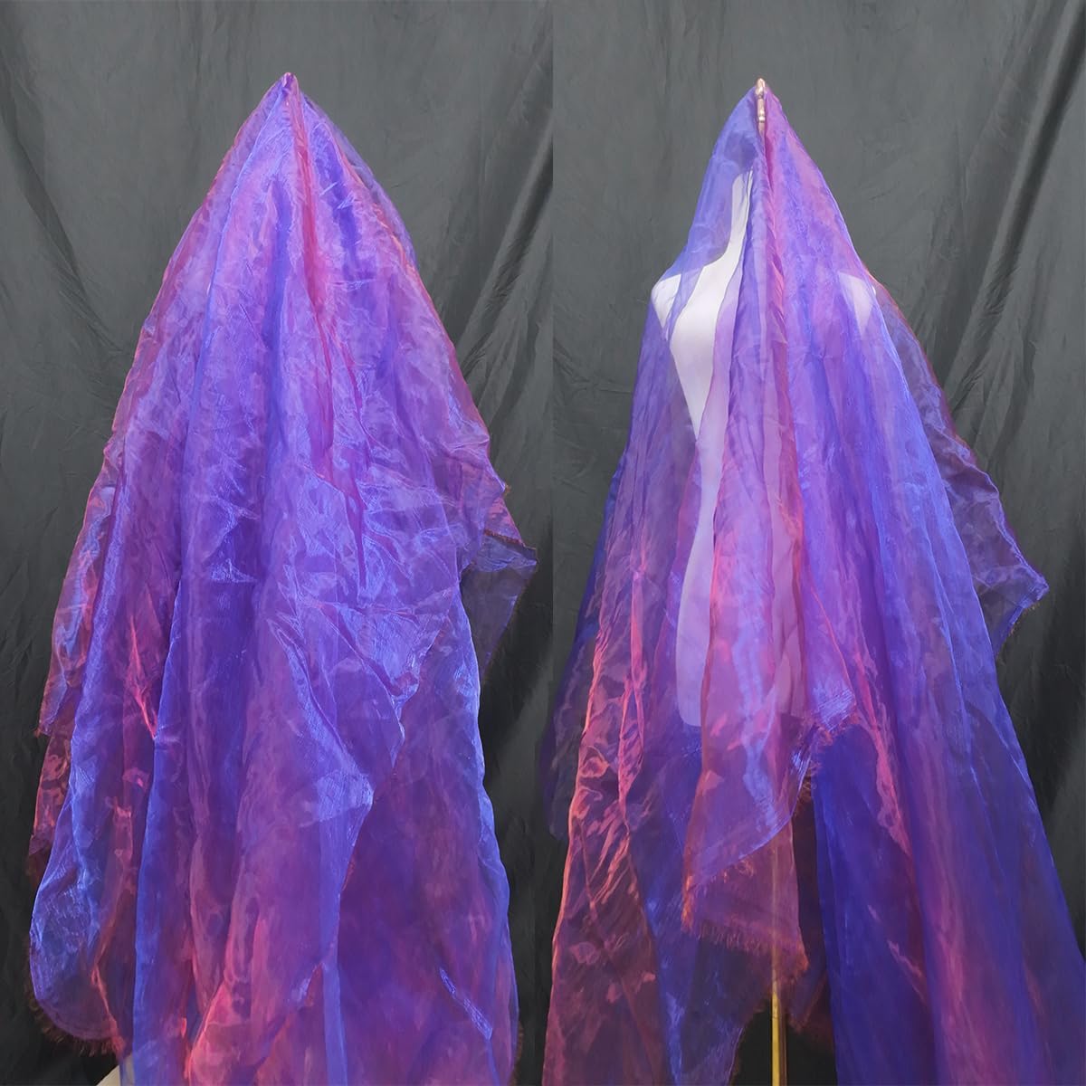Two-Tone Iridescent Holographic Organza Fabric - 5.5 Yards by The Yard | Lightweight Sheer Tulle | for Wedding Dresses, Party Decor, DIY Crafts, Shiny Backdrops(Royal Blue with red)