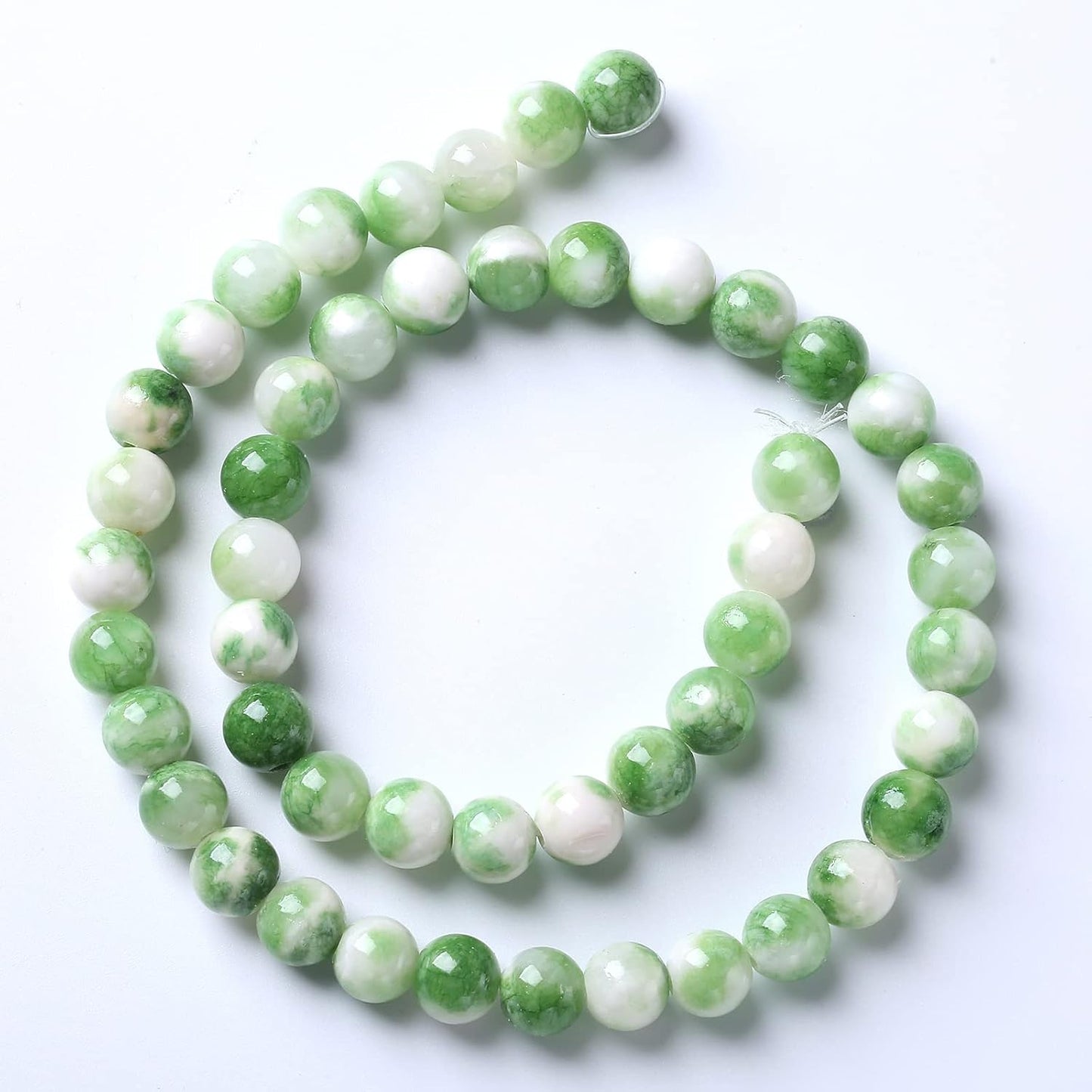 32pcs 12mm Natural Green White Persian Jade Stone Round Beads for Jewelry Making Loose Spacer Beads DIY Bracelets Necklaces 15" (12mm, Green Persian Jade)
