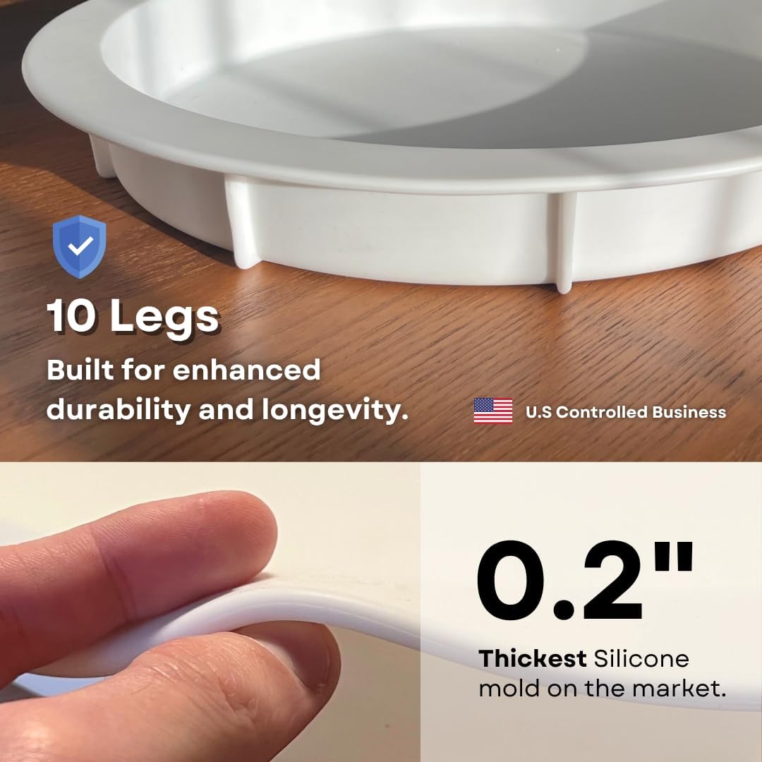 Alaskey® Premium Round Resin Table Silicone Mold 14"x2" and 10"x2" | Durable, Reusable, No Seal Required | Large Epoxy Resin Mold for DIY River Table, Coasters, Cutting Boards, Charcuterie, and Crafts