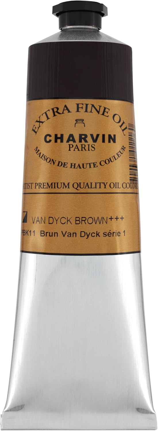 Charvin Extra Fine Oil Paint, Van Dyck Brown 150 ml - Triple-Milled, Rich Texture, Poppy Oil-Based, Light-Fast, Handmade, Archival Quality