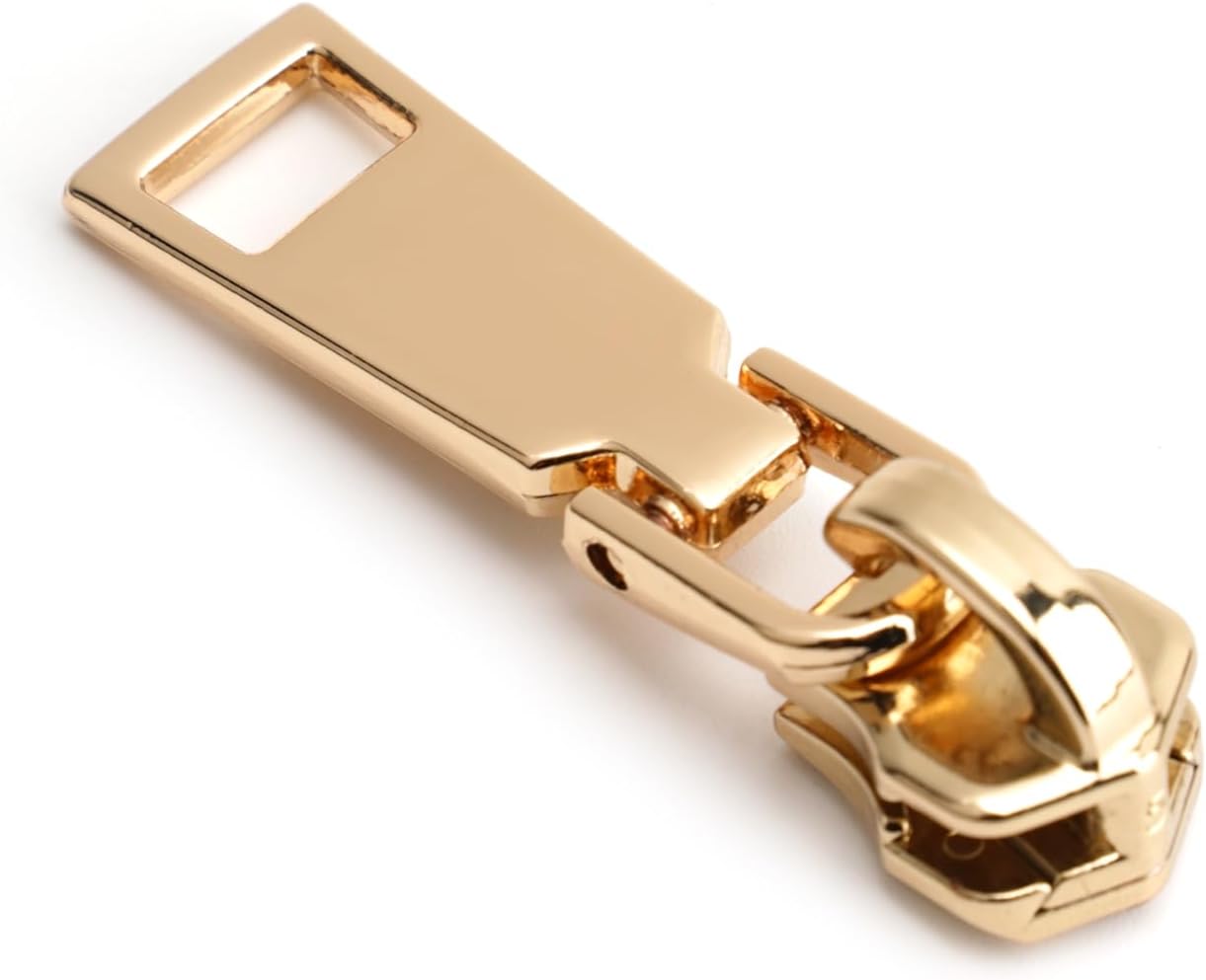 AKTIOIN Metal Zipper Repair Kit for Jackets, Luggage, Bags, Backpack, No Sewing Required Detachable Zip Heads Zipper Pull Replacement (Golden, #5)