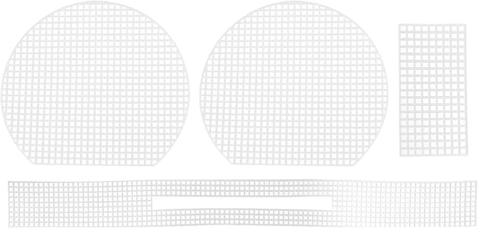 MECCANIXITY 2Set Plastic Mesh Canvas Sheet 4 Count for Crochet Bag Making Blank Canvas Semicircle for Embroidery Needlepoint, Bag, Knit Crochet Mesh, White