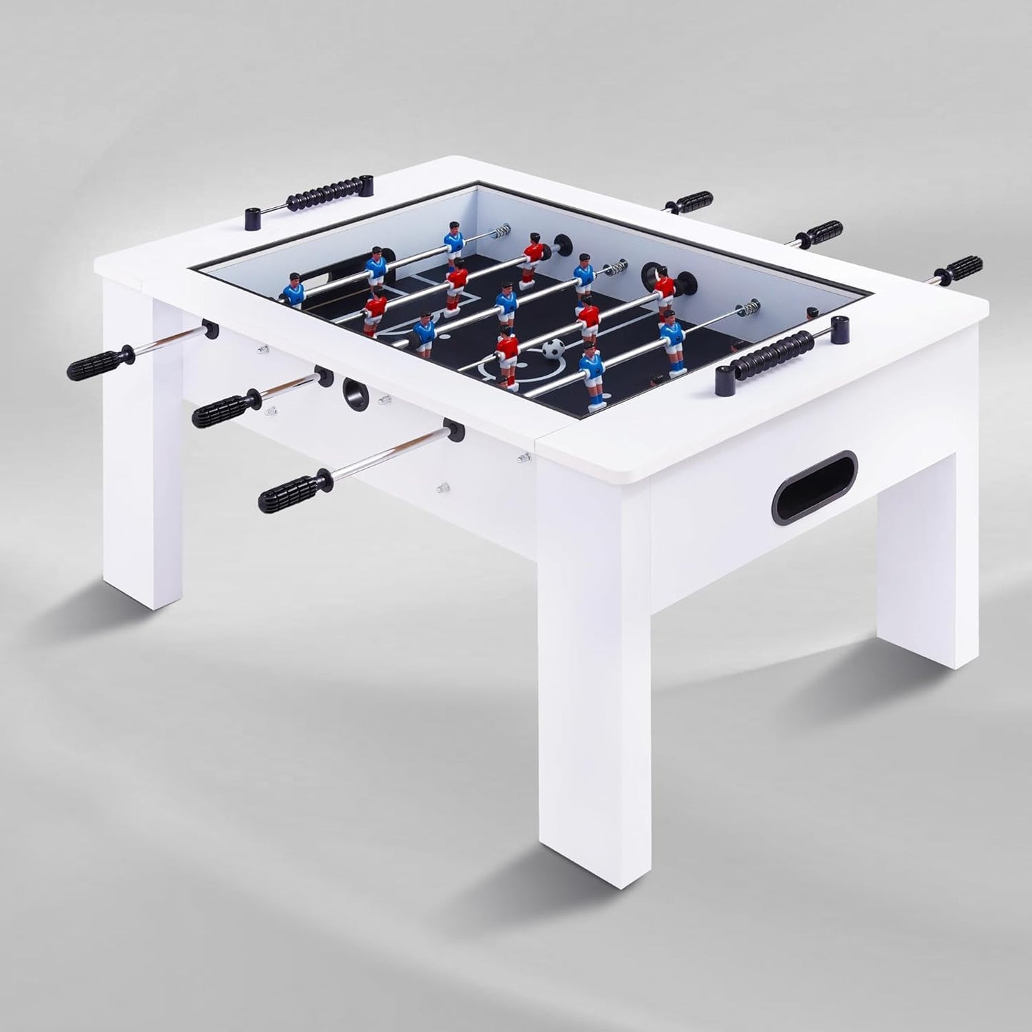 Foosball Coffee Table, 42" Soccer Game Table with Tempered Glass, Modern Game Table with 2 Balls for Adults, Kids, Home, Indoor Family Living Room