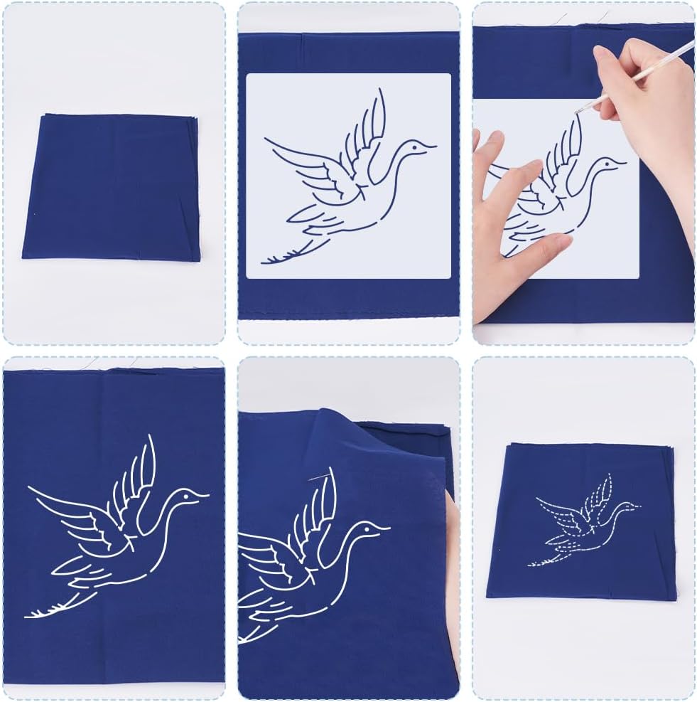 FREEBLOSS Embroidery Stencils - Geometric Sashiko Patterns - Acrylic 14x14cm