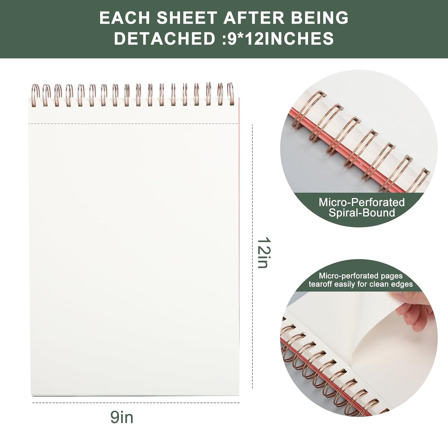 Ddaowanx Mixed Media Sketchbook, 9x12 inches Sketch Pad 60 Sheets (98lb/160gsm) Heavyweight Drawing Papers, Top Spiral Bound Hardcover Watercolor Paper, for Wet and Dry Media (1)