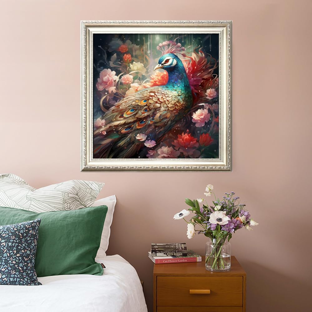 Leczany Cross Stitch Stamped Kit for Adults or Kids - Beautiful Peacock | DIY Embroidery Starter Patterns Craft Kit Needlepoint for Beginner | 11CT, 3 Strands | 19.7x19.7 inches