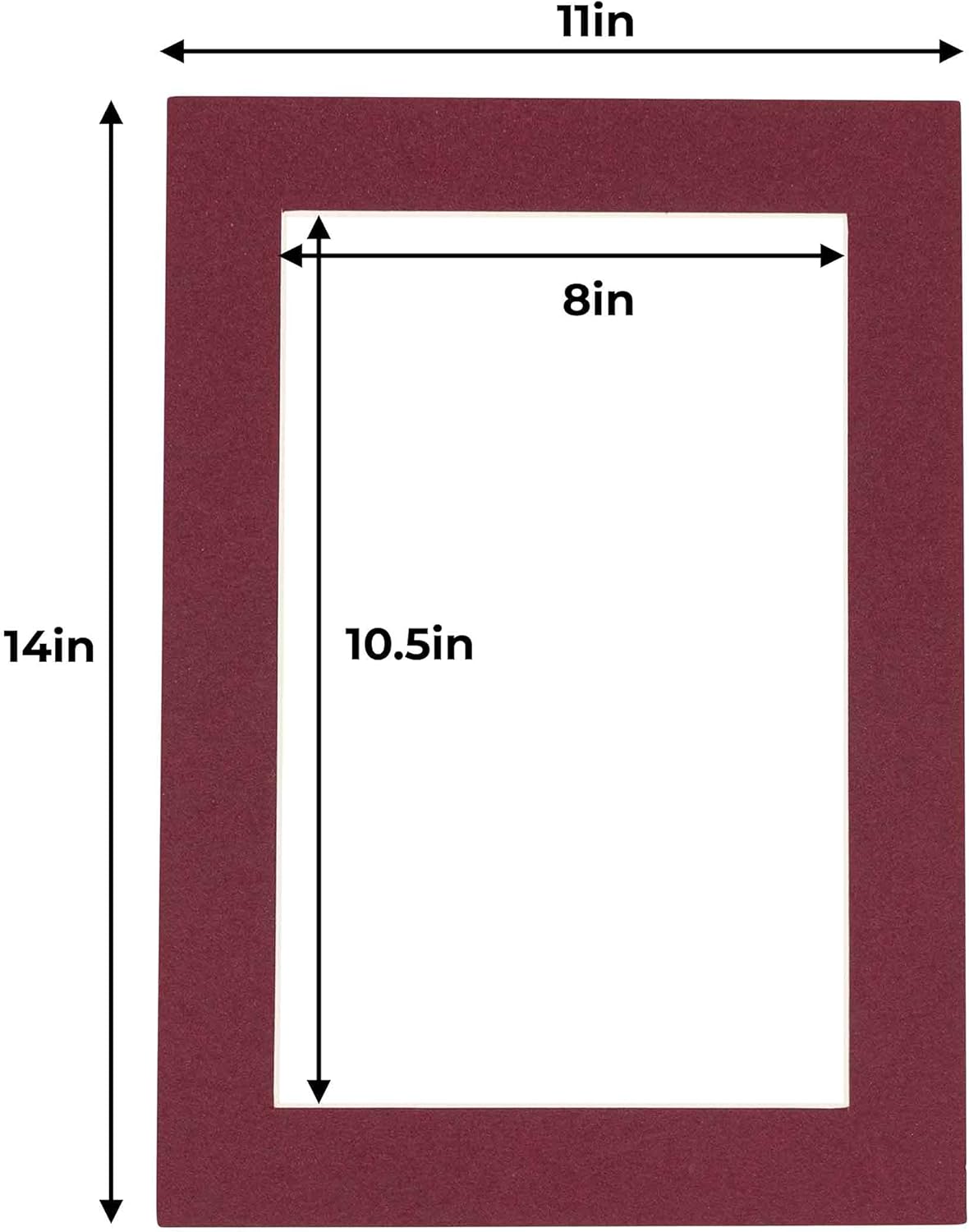 11x14 Mat for 8.5x11 Photo - Precut Maroon Picture Matboard for Frames 11 x 14 Inches - Bevel Cut Matte to Display Art 8.5 x 11 Inches - Acid Free Pack of 100 MATS with Backing Boards & Clear Bags