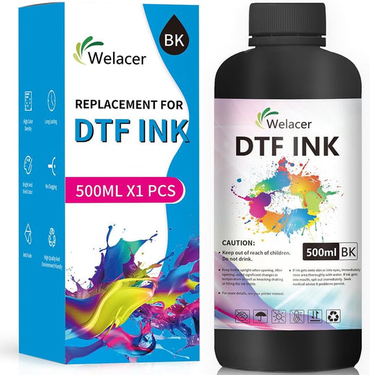 DTF Ink Black 500ml - Premium Heat Transfer Ink Conversion Kit Refill for I3200, XP600, R1390, L1800, ET2800 ET8500 R2400, L800, 1430, P400, P800, XP-15000 All DTF Printers,for DTF Film
