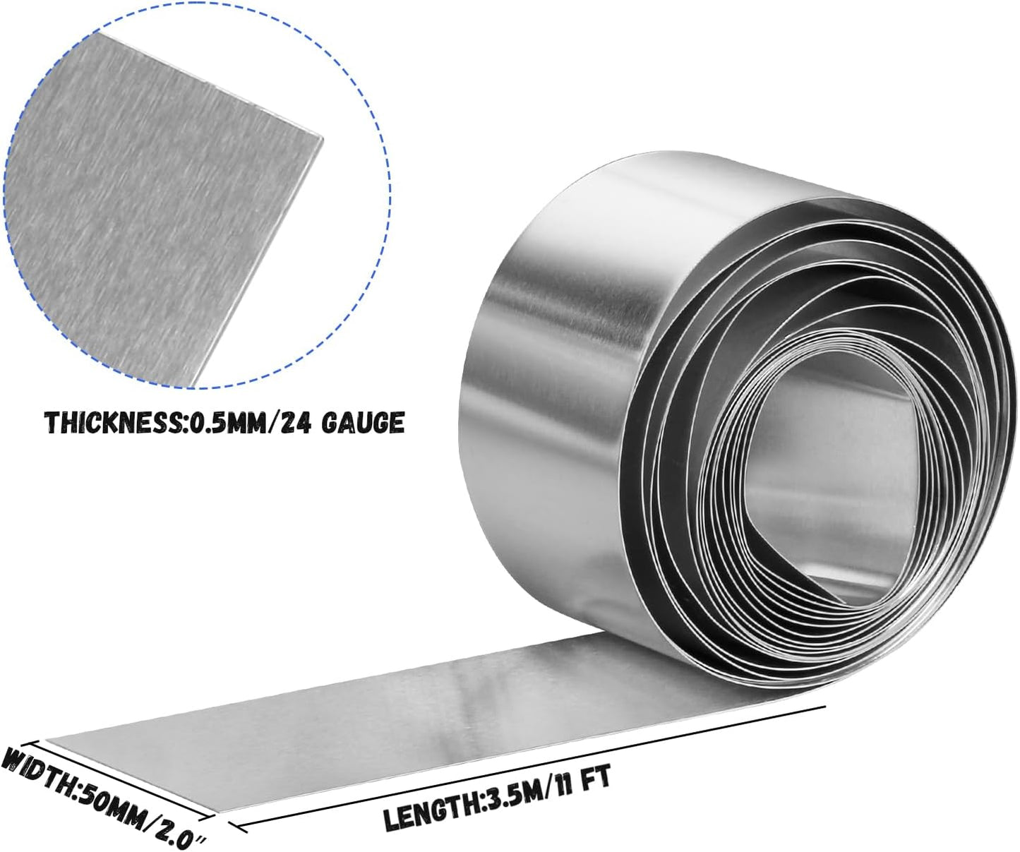 Aluminum Flashing Roll，Aluminum Sheet Roll 3500x50x0.5mm(LxWxT) Applicable to Various House Repair and DIY Projects