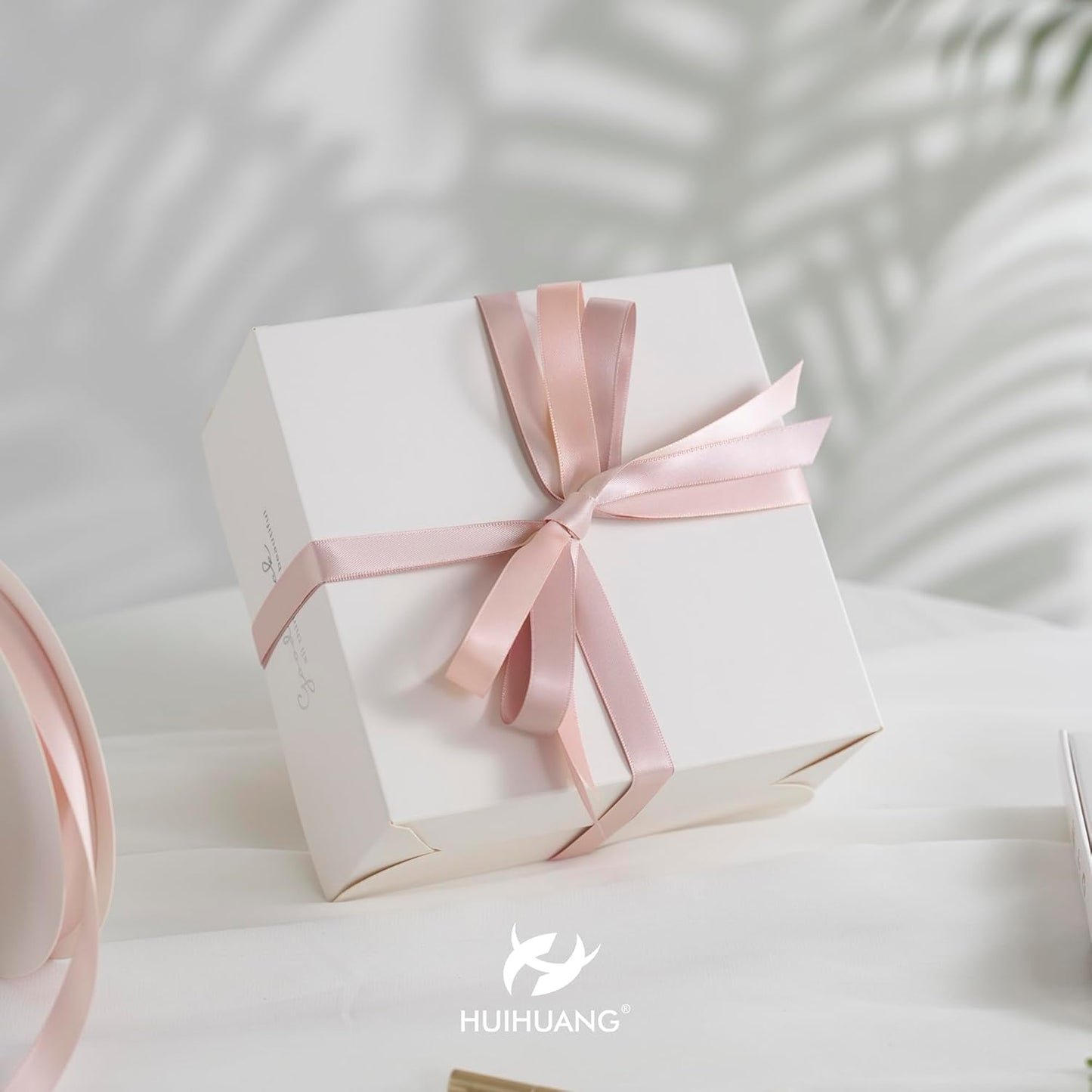 HUIHUANG Dusty Rose Rose Satin Ribbon 1/2 inch X 50 Yards Continuous, Dusty Pink Double-Faced Satin Ribbon for Gift Wrapping, Bows, DIY Crafts, Flower Bouquet, Wedding Bridal Shower Decor