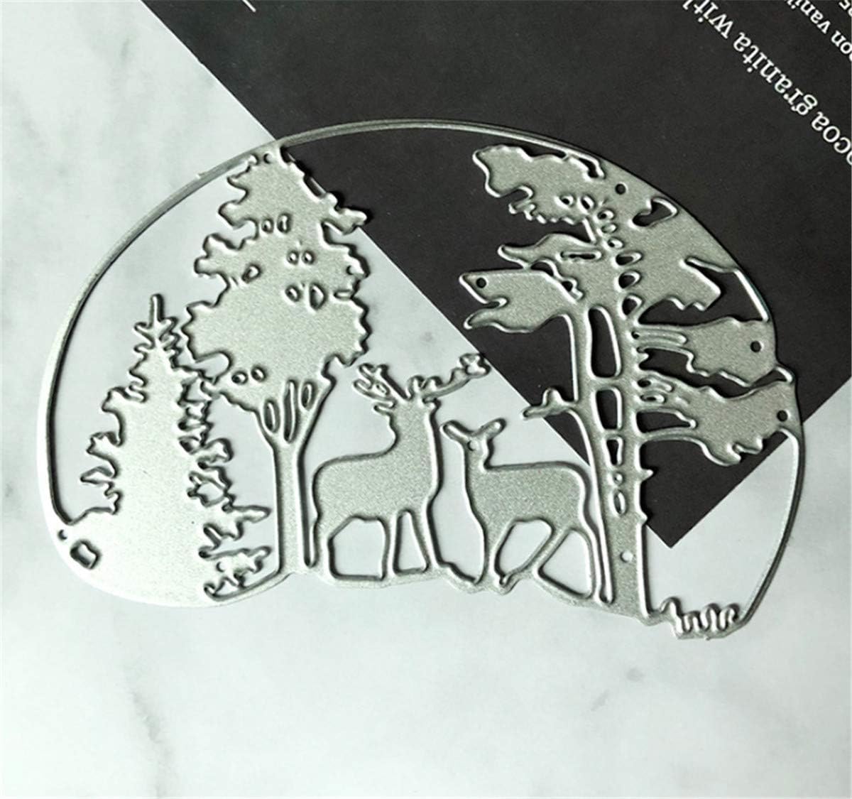 Metal Cutting Dies DIY Merry Christams Embossing Stencil Template Scrapbooking Card Making Mold Photo Album Arts Crafts Tools (Christmas Tree and Deer -12.5x10cm)