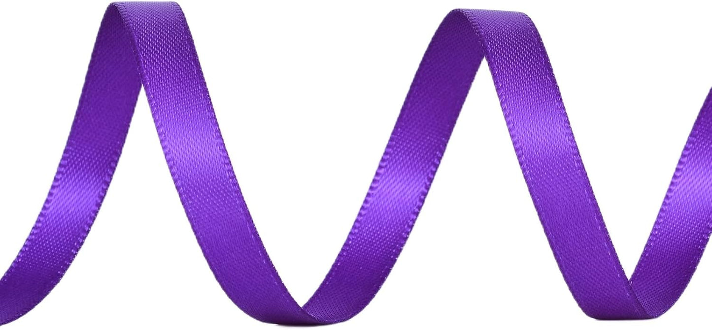 YAMA Purple Double Faced Satin Ribbon, 1/4 Inch 25 Yards Dark Purple Ribbon for Gift Wrapping Crafts Hair Bows Wedding Party Decoration