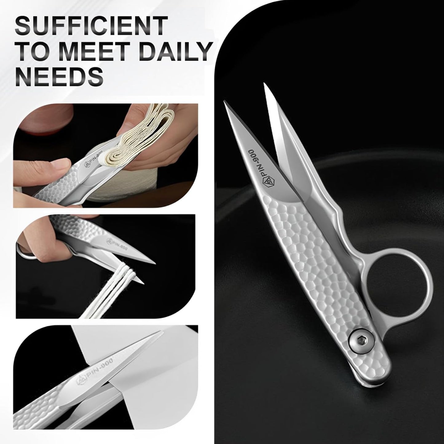 Premium Tailor Scissors, Stainless Steel, Comfort Grip, Ambidextrous, Silver, Precision, 11.7cm x 4.3cm, 1 Count