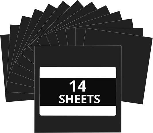 HTVRONT Black Permanent Vinyl - 14 Pack Black Permanent Adhesive Vinyl Sheets for All Cutting Machines 12in x12in Glossy Black Bundle for Craft Projects Durable Adhesive Bundle for Home Decor