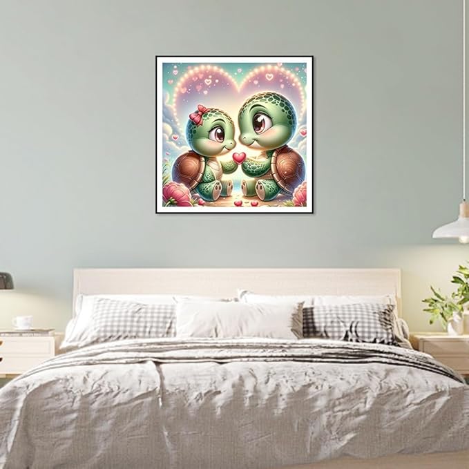 Anuver Full Drill Diamond Art Turtle Kits for Beginner, Love DIY Diamond Painting Kits for Home Wall Decor, 12x12 Inch, Diamond Painting Kits for Adults