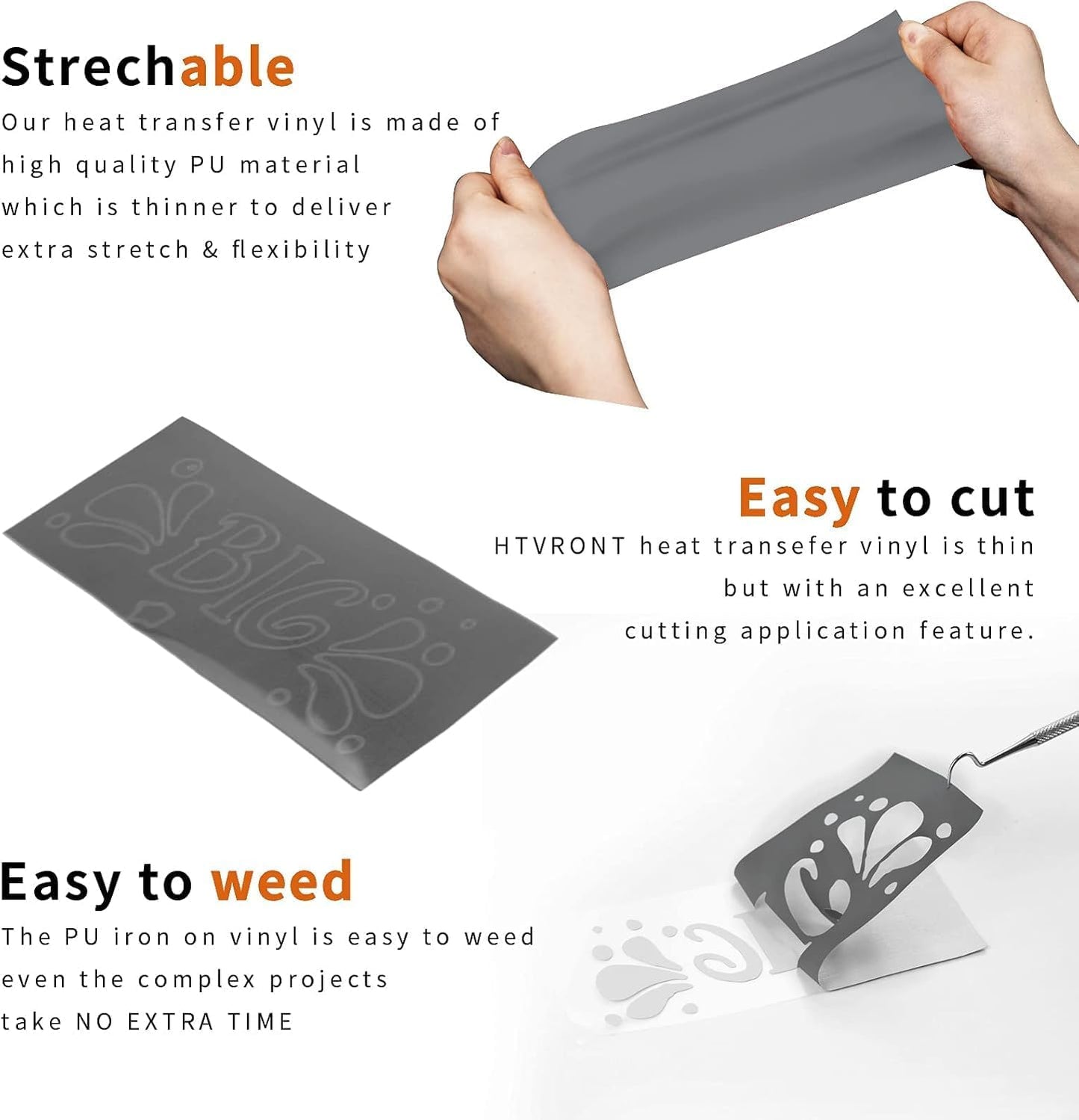 HTVRONT Silver HTV Heat Transfer Vinyl Bundle: 24 Pack 12"x12" Iron on Vinyl Sheets for T-Shirt (1 PTFE Sheet Included), PU HTV Easy to Cut & Weed for Heat Design