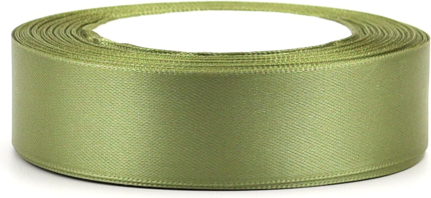 Olive Green Solid Satin Ribbon 1 Inch 25 Yards Solid Polyester Fabric Ribbon for Gift Wrapping Wedding Christmas Baby Shower Birthday Party Decoration Handmade Immortal Flower Craft