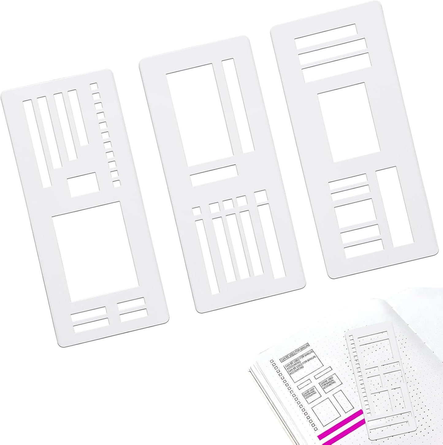Handmade Flexible Record Template, Planner Stencil Set for Dot Grid Journals, DIY Flexible Drawing and Checklist Templates Suitable for Various Occasions (Set B)