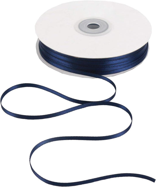 HUIHUANG Solid Color Satin Ribbon 1/8 inch x 100 Yards Roll Ribbon for Crafts (Navy)